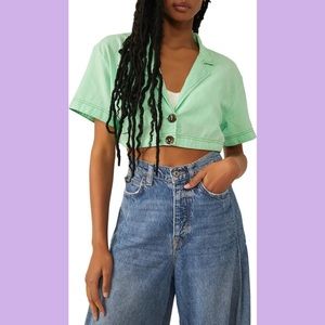NWT Free People Honeydew Crop Blouse